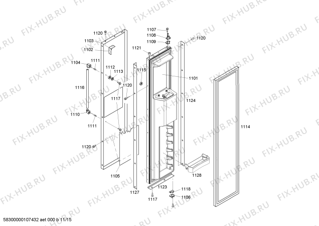 Схема №12 KBUDT4850A 48" SXS REFRIG (SS) DESIGNER HDL с изображением Внешняя дверь для посудомойки Bosch 00242933